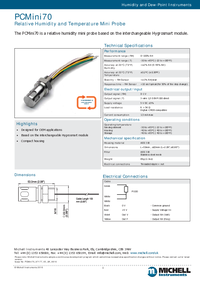 Thumbnail of document Data Sheet - PCMINI70 RH and Temperature Mini Probe